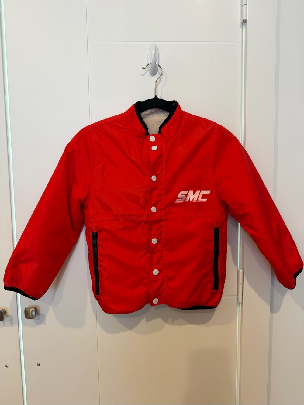 Stella McCartney Kids Reversible Red Puffer Jacket with fleece